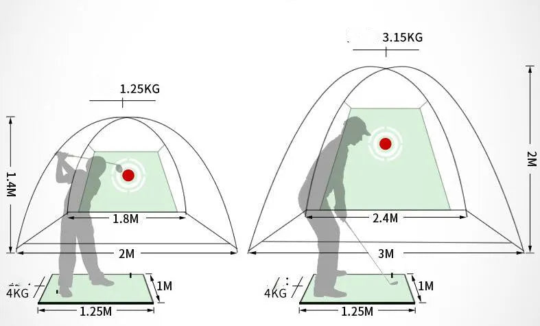 Golf practice net 2m 210D Oxford cloth polyester mesh green colour outdoor training