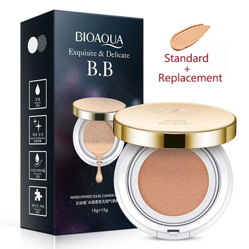 Bioaqua Air Cushion BB Cream 3 Colour Concealer compact 15g on table