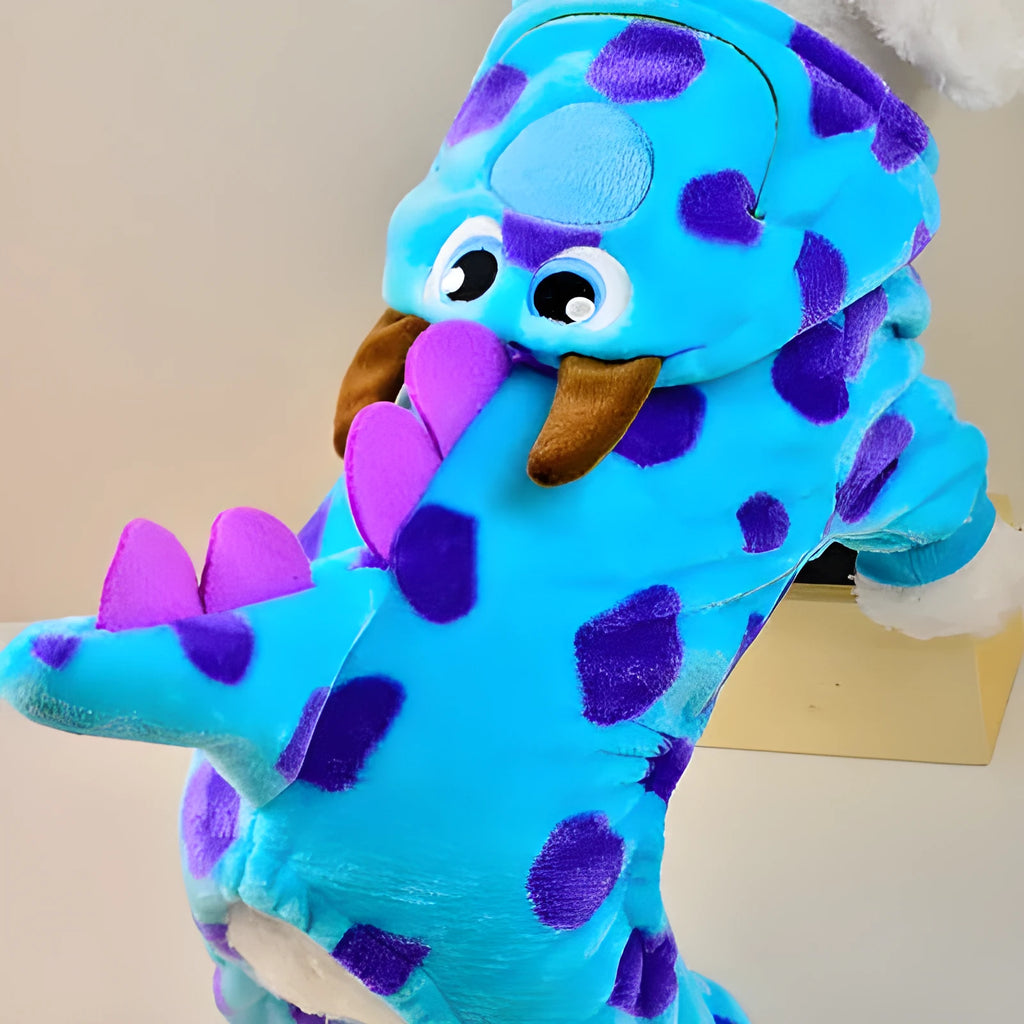 Blue cotton four-legged dog clothes for winter, shown in sizes XS to L