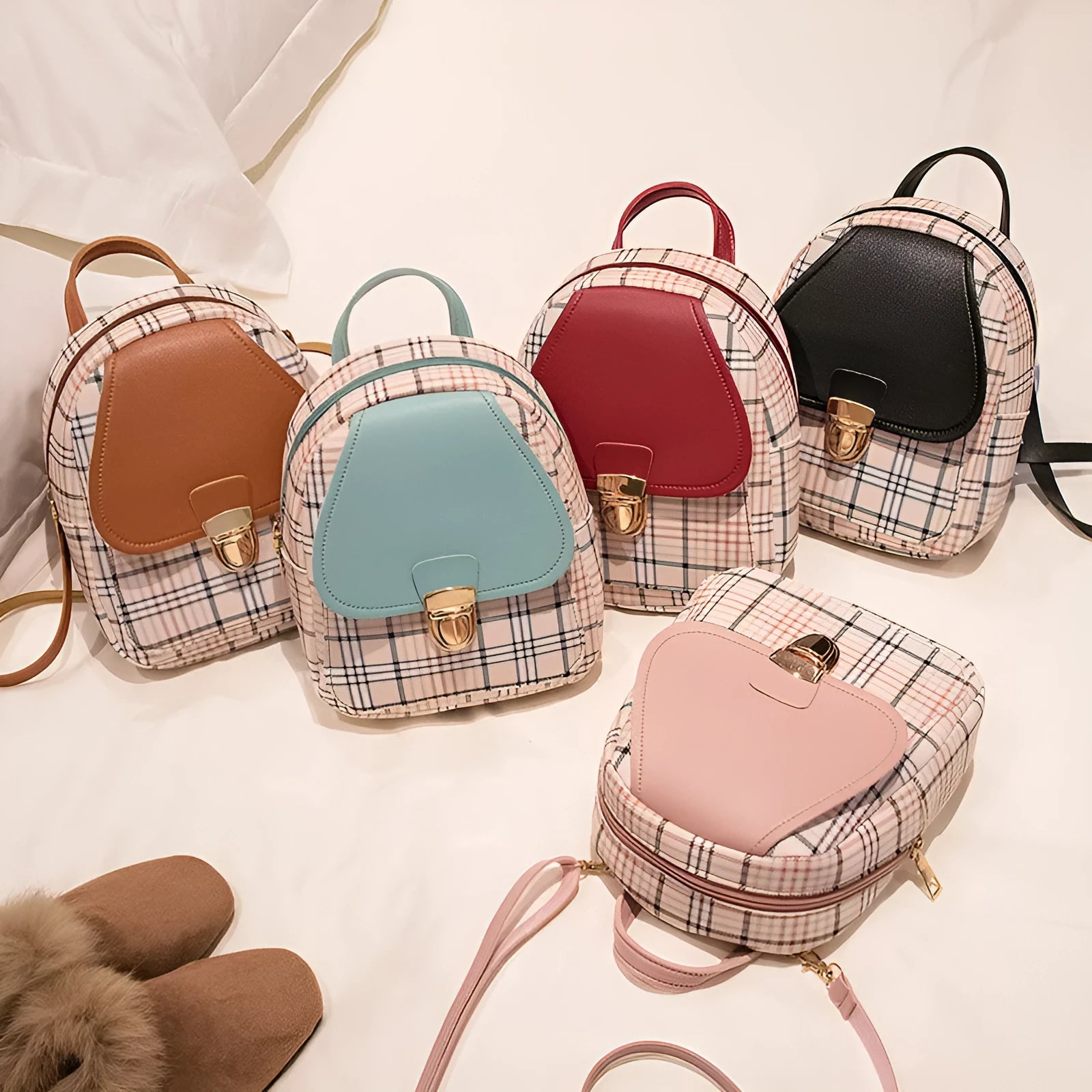 A PU phone bag shown in one of five colour options, demonstrating diagonal shoulder carry.