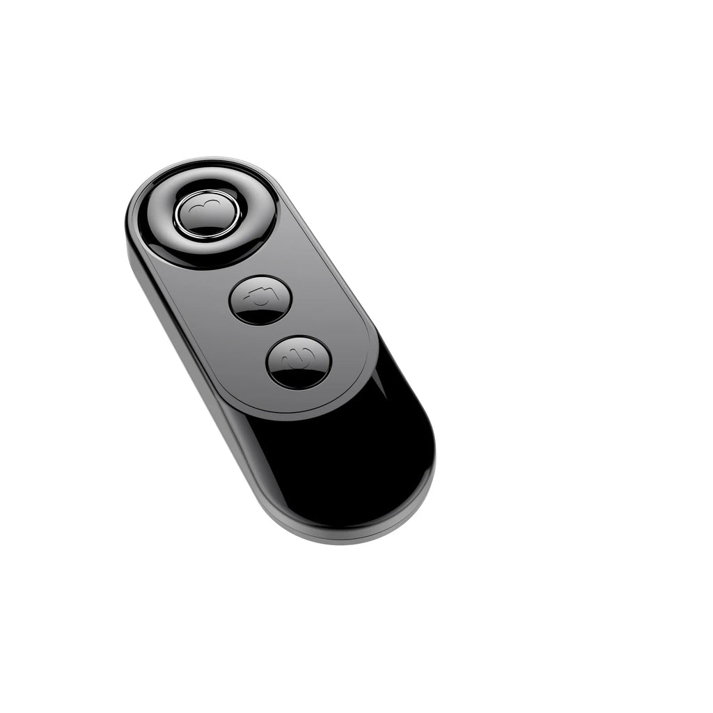Black ABS Bluetooth remote shutter control for mobile phone camera – 1.5x4.2x9.0cm size – front view