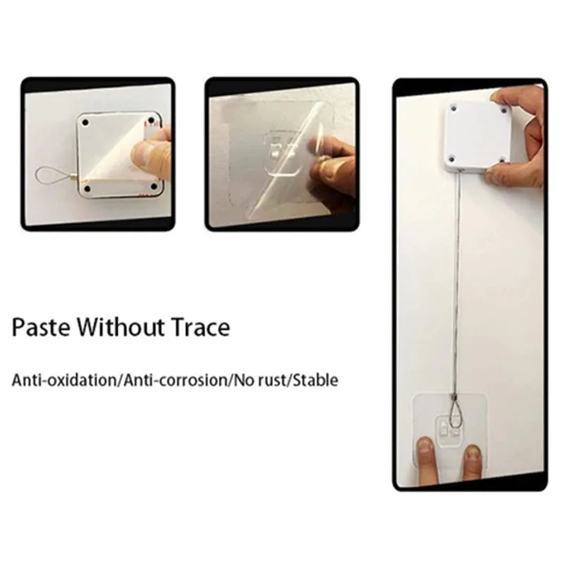 Automatic door closer with adhesive installation for sliding and glass doors in black and white colour options