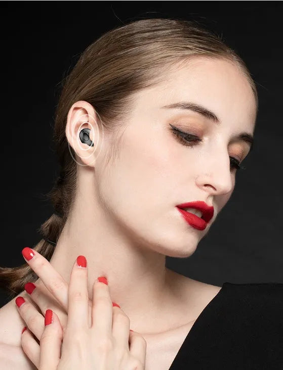 Black and white wireless Bluetooth in-ear headphones with type-C charging case