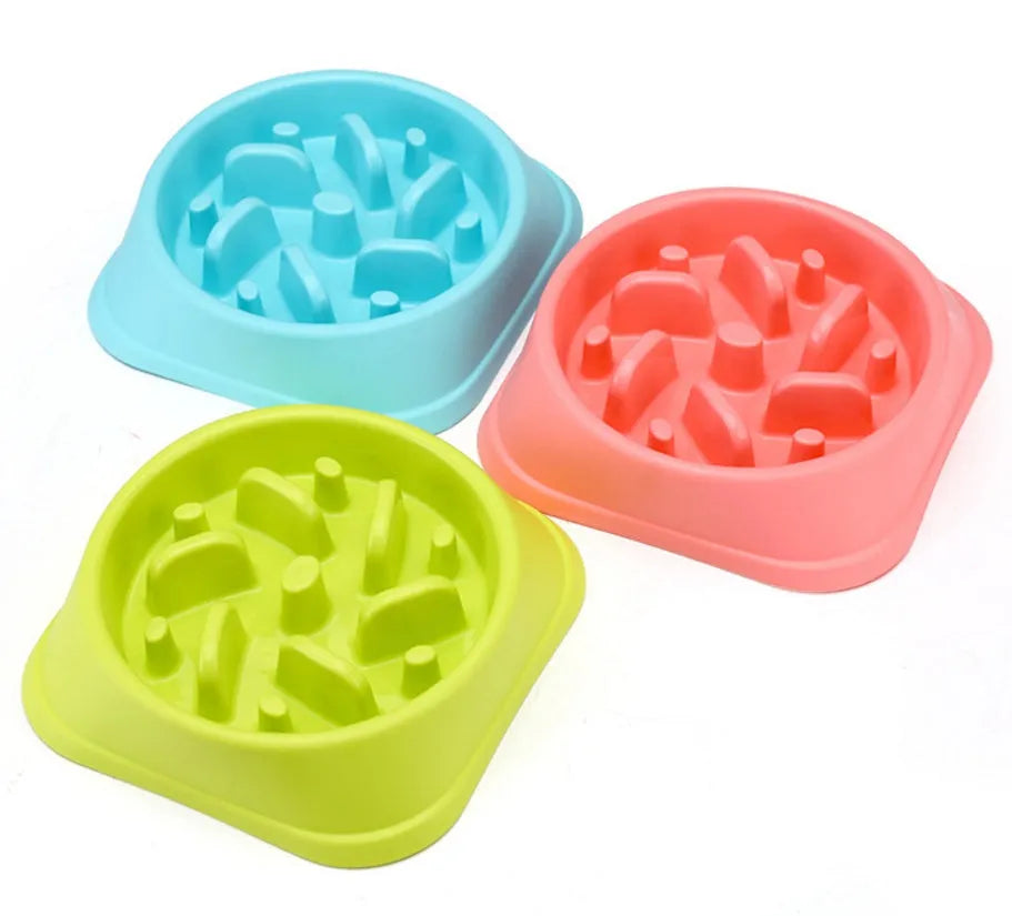Anti-choke plastic dog bowl 20cm diameter, PP material, slow feeder for dogs, colour option shown