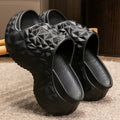 Women's Eva flip flop slippers with a thick sole in khaki, black, or white.