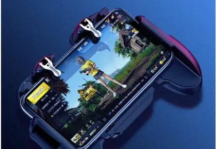 Plastic smartphone game controller accessory with fan handset for shooting games