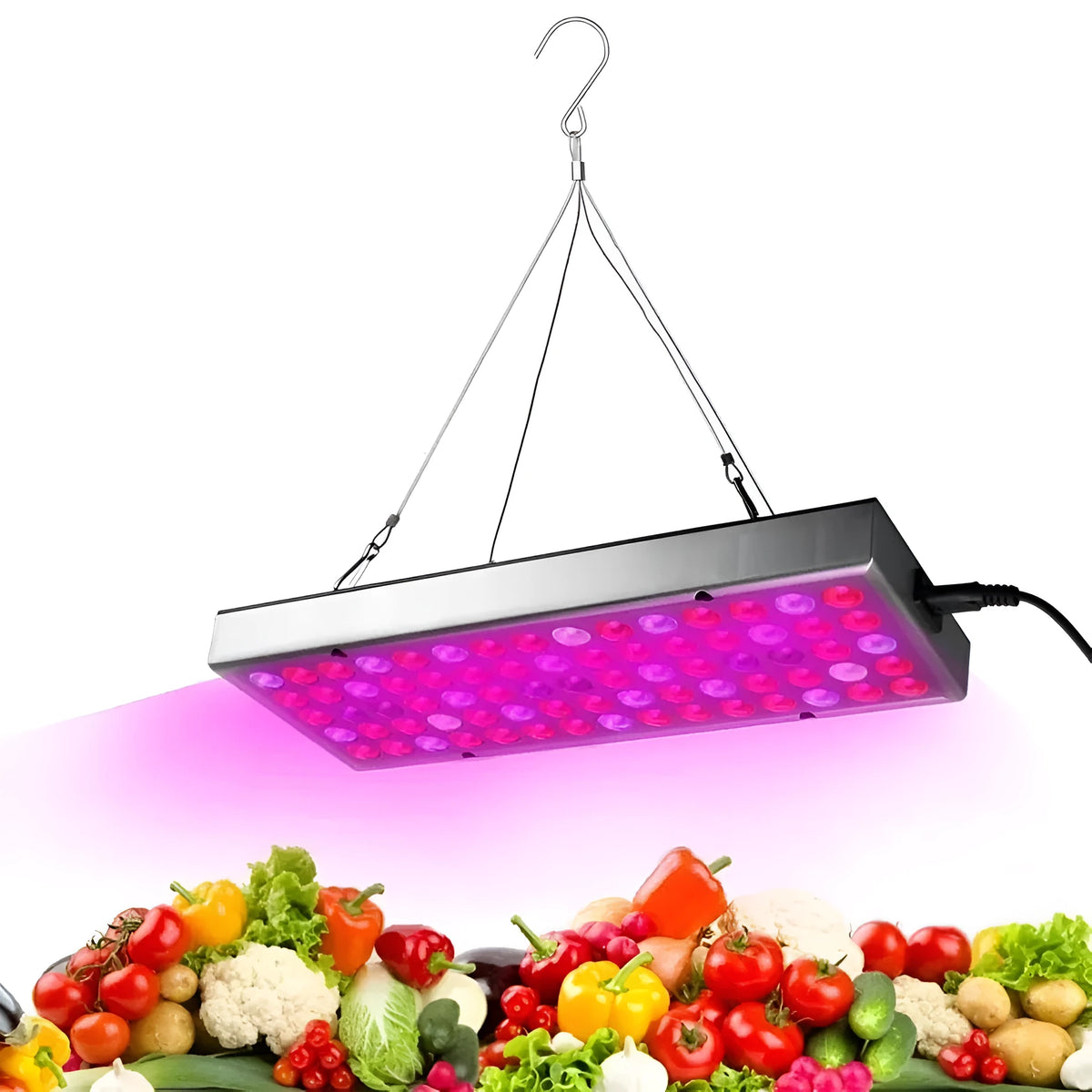 25W LED plant supplement light with 75 LEDs, 1000lm, ABS housing, 310x119x29.5mm, silver finish