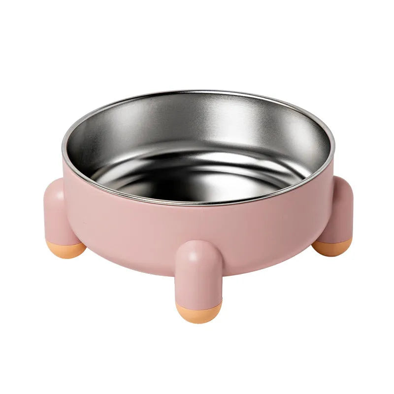 Green stainless steel pet bowl with anti-slip base and high foot for dogs and cats