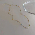 Square colour geometric clavicle chain necklace with artificial crystals in gold or white K tone finish.