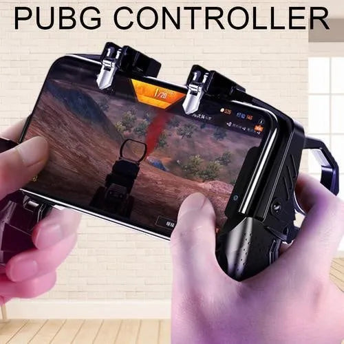 Black multi-function gamepad controller with integrated phone holder for mobile gaming