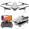 Grey folding GPS drone with 4K HD camera and 1080P bottom lens, folded size 18.5x12.5x6cm, model F3
