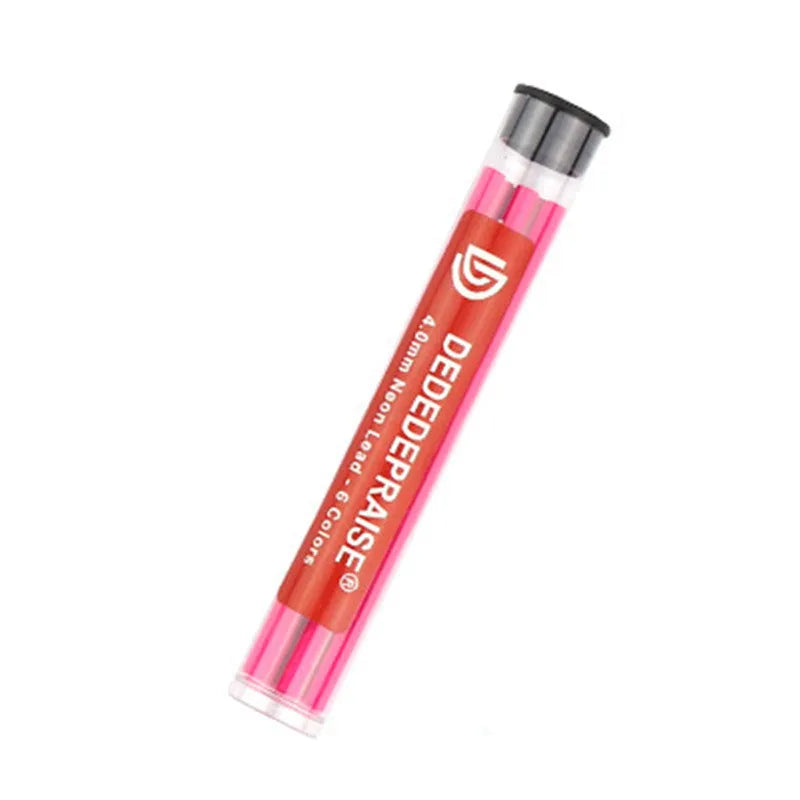 4.0mm mechanical drawing pencil with colour leads in yellow, orange, blue, green, and rose red shades