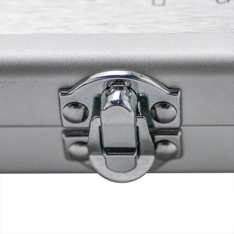 Silver aluminium storage box for TS100 soldering iron accessories with compact dimensions