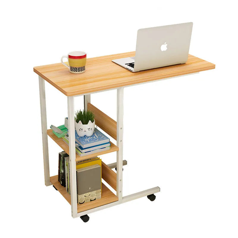 Portable bedside table laptop lazy desk in niameine walnut finish, 60cm length, modern simple mobile style