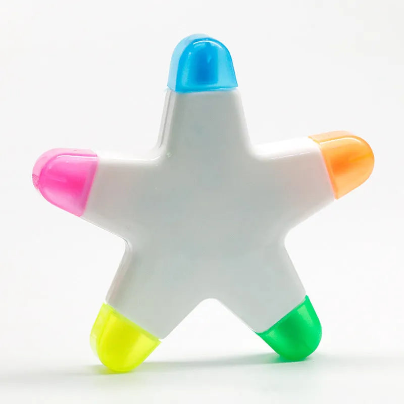Pentagram highlighter with five multicolour shades, plastic shell and 10.8 cm diameter in OPP packing