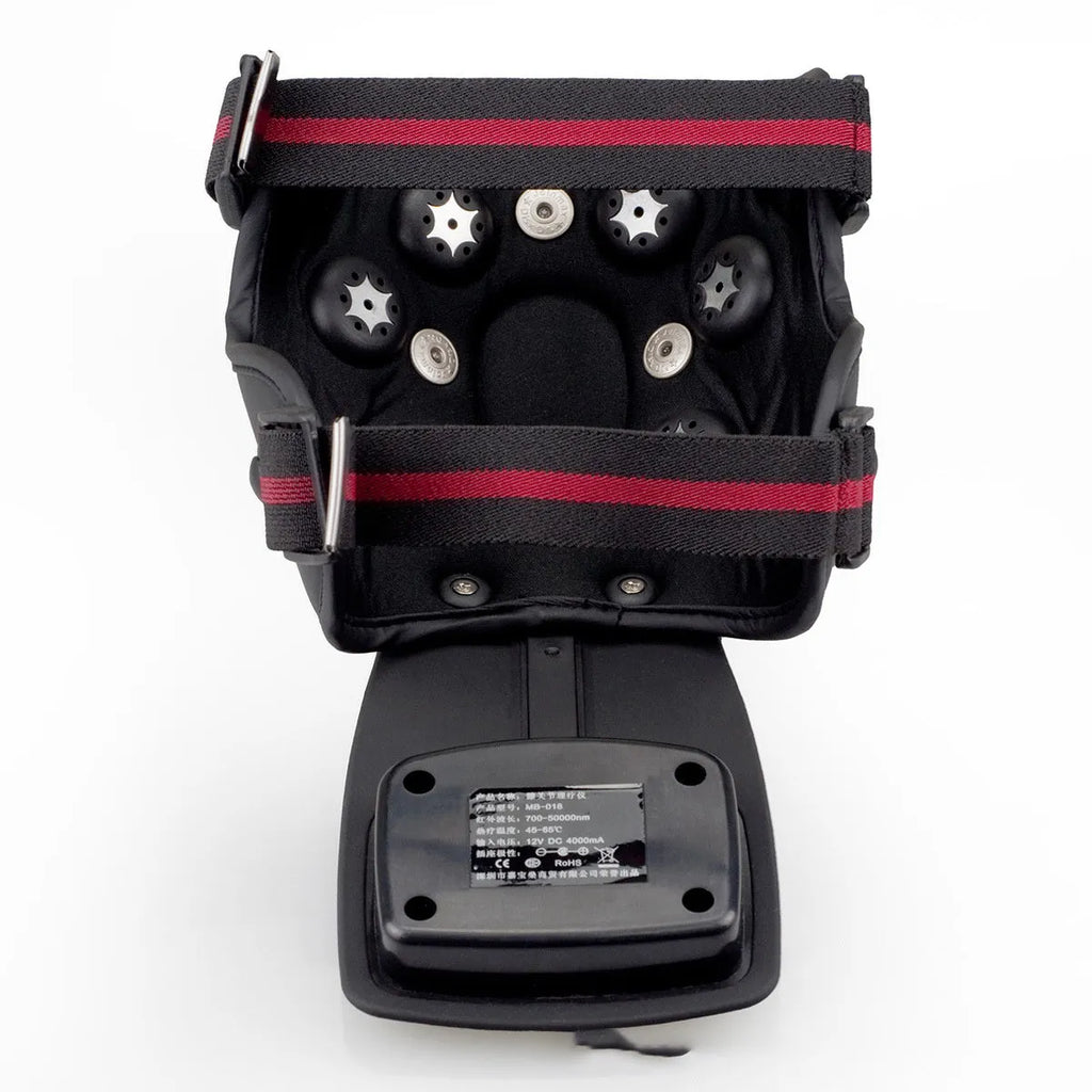 Infrared knee and shoulder massager unit with adjustable temperature control and separate pads.