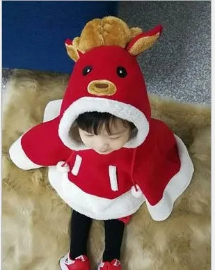 Reindeer poncho Christmas cloak in soft material, suitable for heights 80cm to 160cm