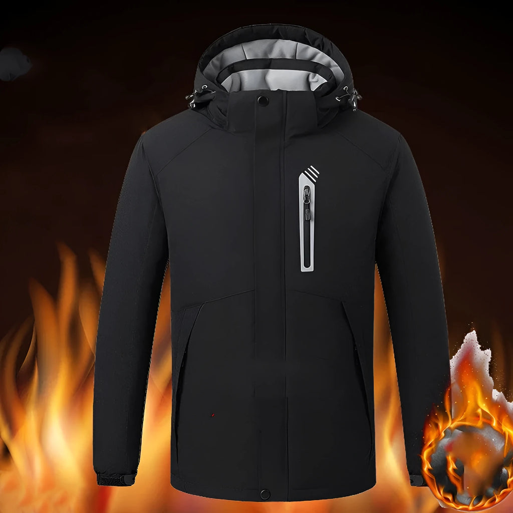 Smart thermostat heated jacket with USB power bank in Army Green, 90% nylon spandex shell and polyester lining