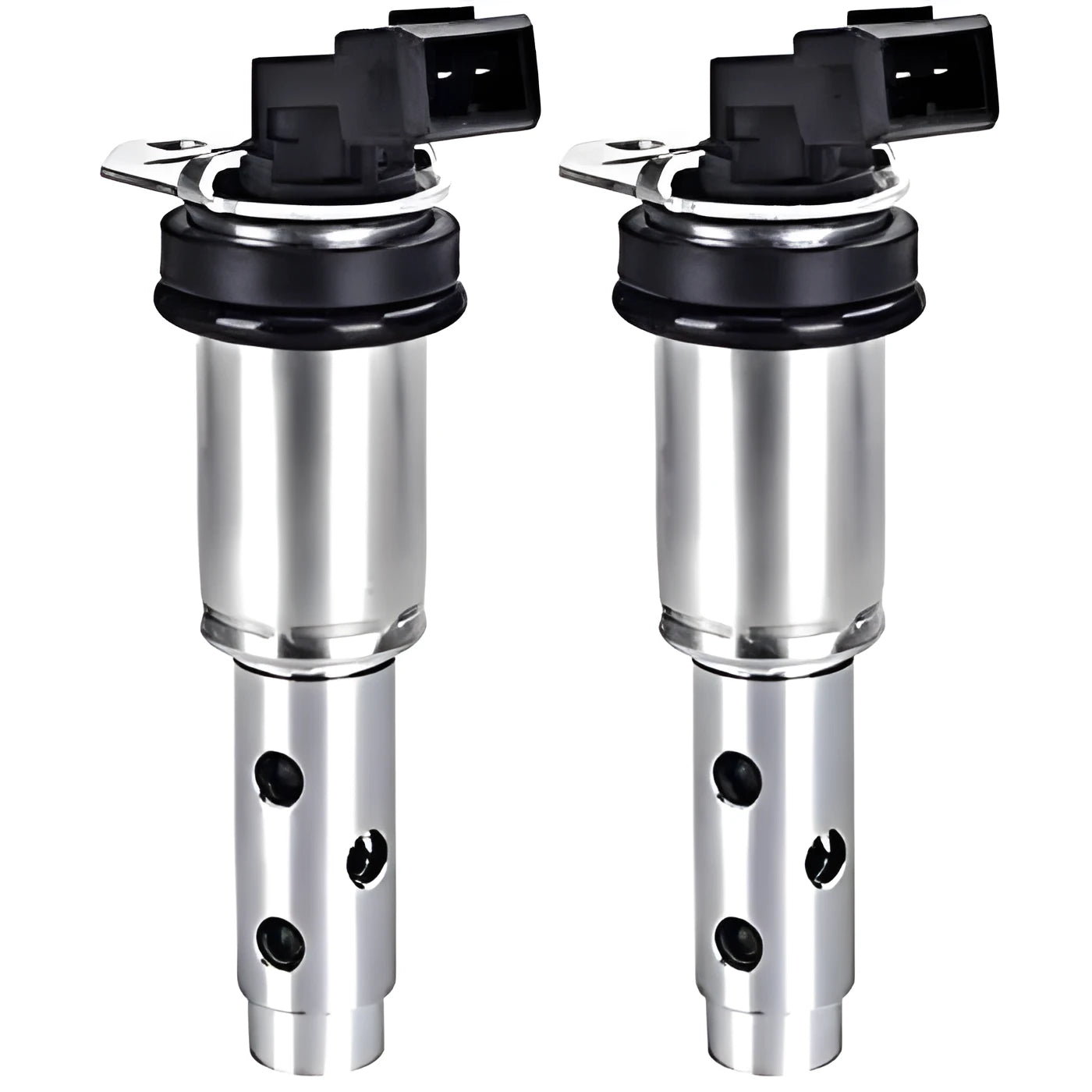 Metal BMW camshaft VVT solenoid valve measuring 25 by 15 by 10.5 centimetres
