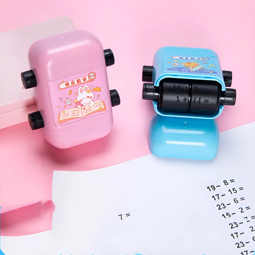 Children's plastic maths training seal in cuboid shape with four colour options for different arithmetic operations