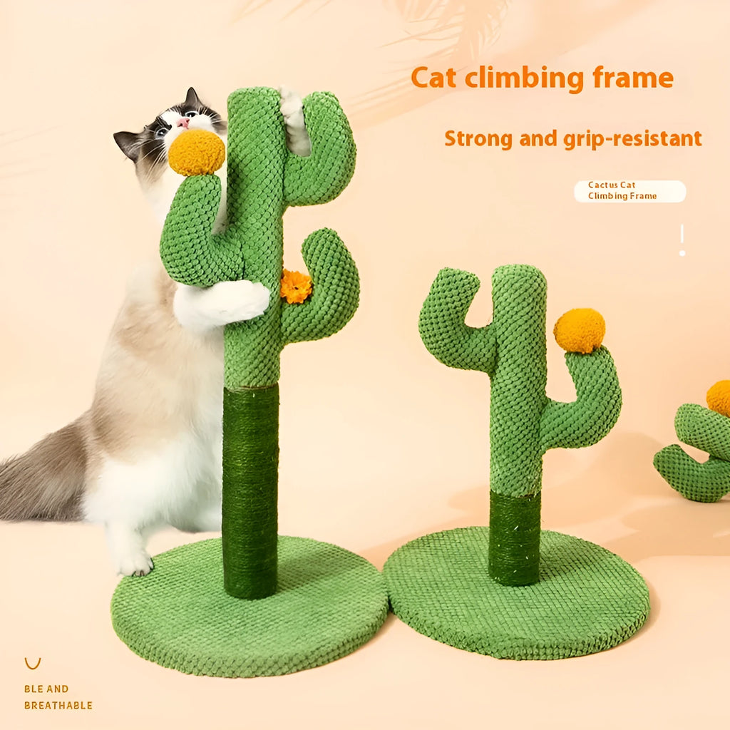Cactus design cat scratching climbing pole with sisal surface for claw grinding