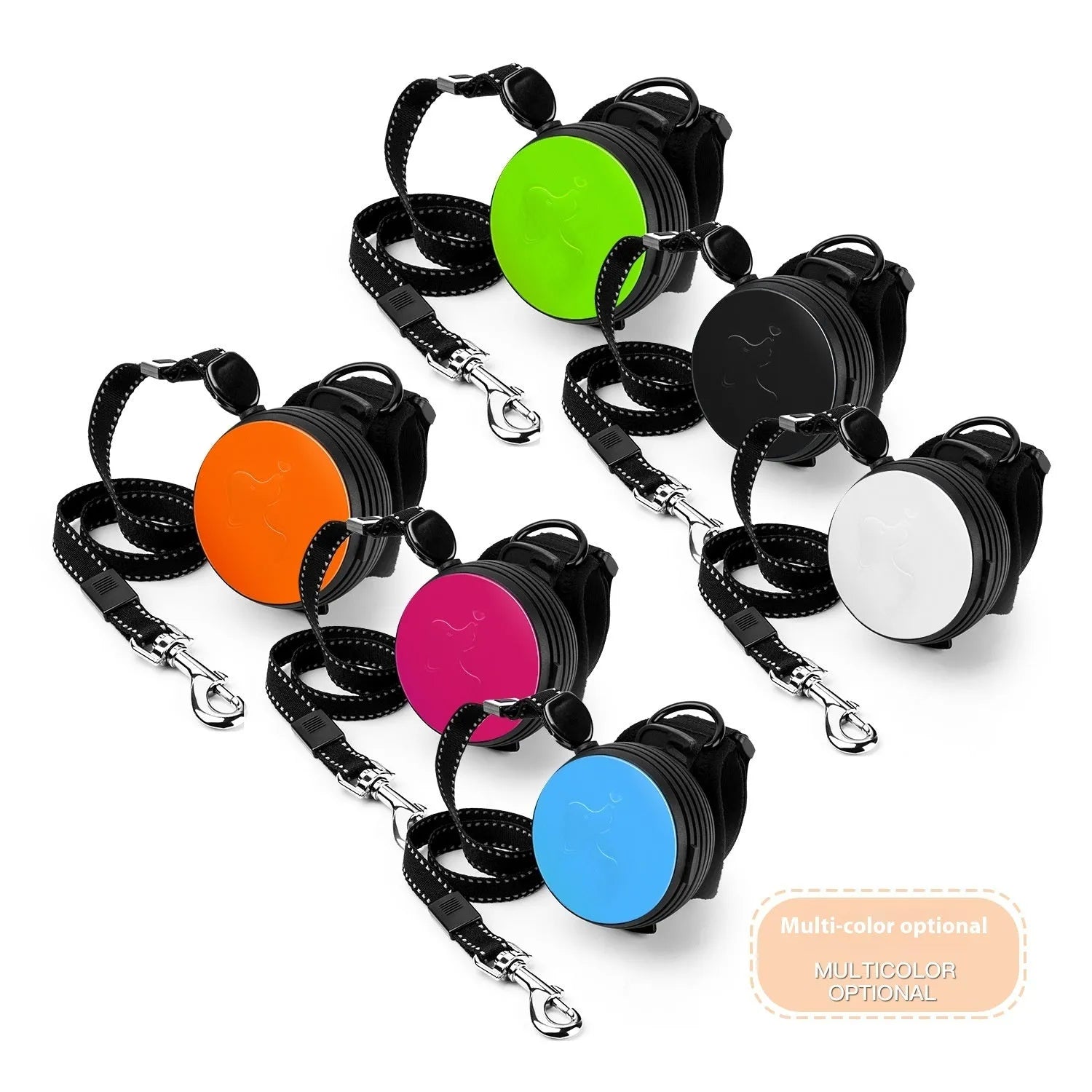 Retractable dog leash extended to 3 metres with automatic mechanism and six colour options