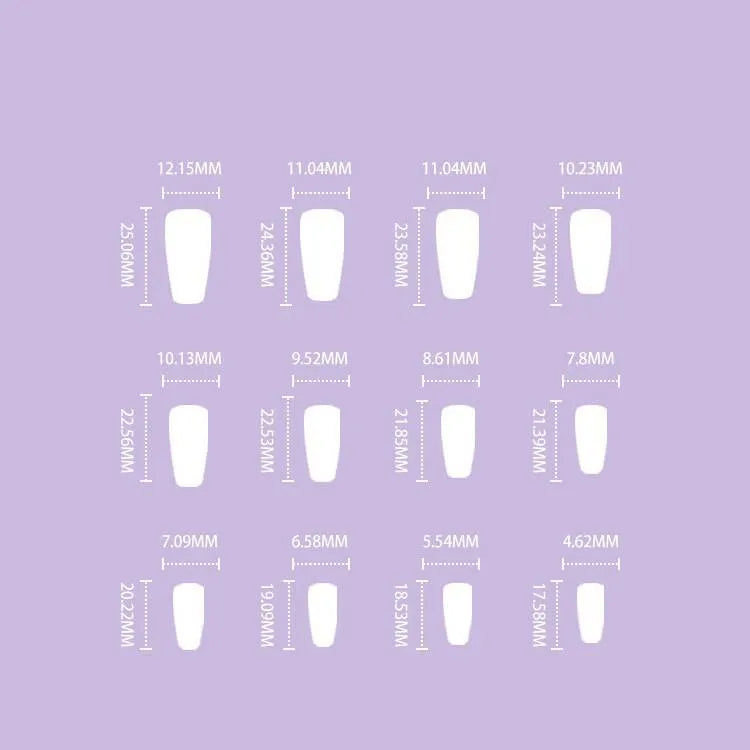 Fake nails French colour matching enamel wind set 24 pieces JP1418 with glue on white background