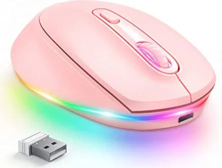 24g wireless rechargeable ergonomic mouse in colour CP008557 next to its USB charging cable