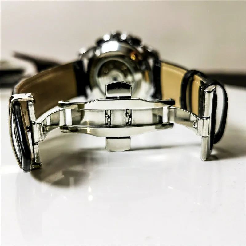 Men's automatic mechanical watch with 12mm steel case in multiple colour options
