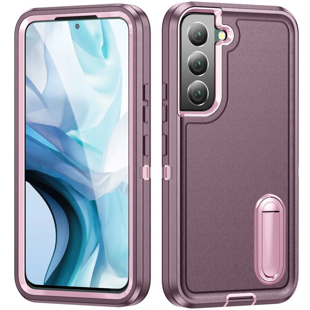 Samsung TPU PC phone case with built-in bracket, black, anti-fingerprint back cover for S24 Ultra