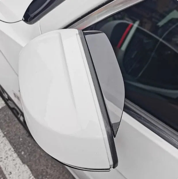 Mazda rear view mirror rain eyebrow in carbon fibre pattern or semi transparent style, one pair with adhesive tape