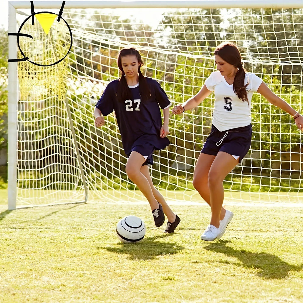 Portable soccer training goal net in black or yellow for practice drills