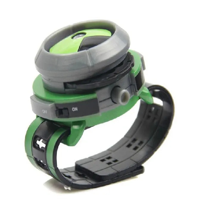 Ben 10 Omnitrix style kids projector watch made of PVC on a child's wrist