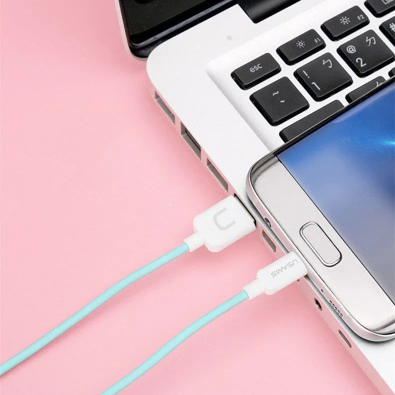 1 metre USB charging cable in selected colour with Type C, Micro USB or iPhone connector