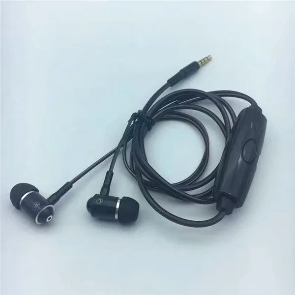 Blue LED light-up earphones with 3.5mm jack, compatible with iPhones, showing illuminated earpieces.