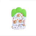 Silicone baby teether glove with Velcro strap in blue colour