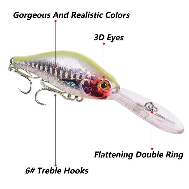 Little Fat Man deep diving long tongue board mino fishing lure, 10.5cm length