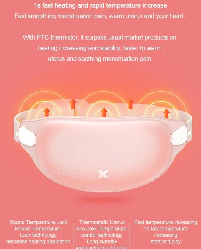 Rechargeable menstrual pain patch massage belt with three heat settings and slim design