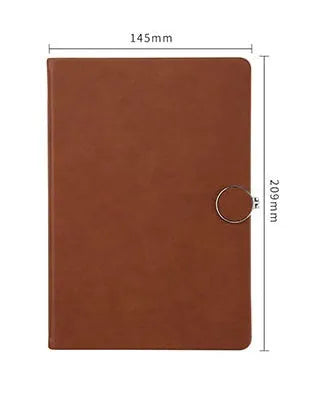A5 leather-surface student diary with buckle closure, showing grey blue cover and 100 sheets internal paper