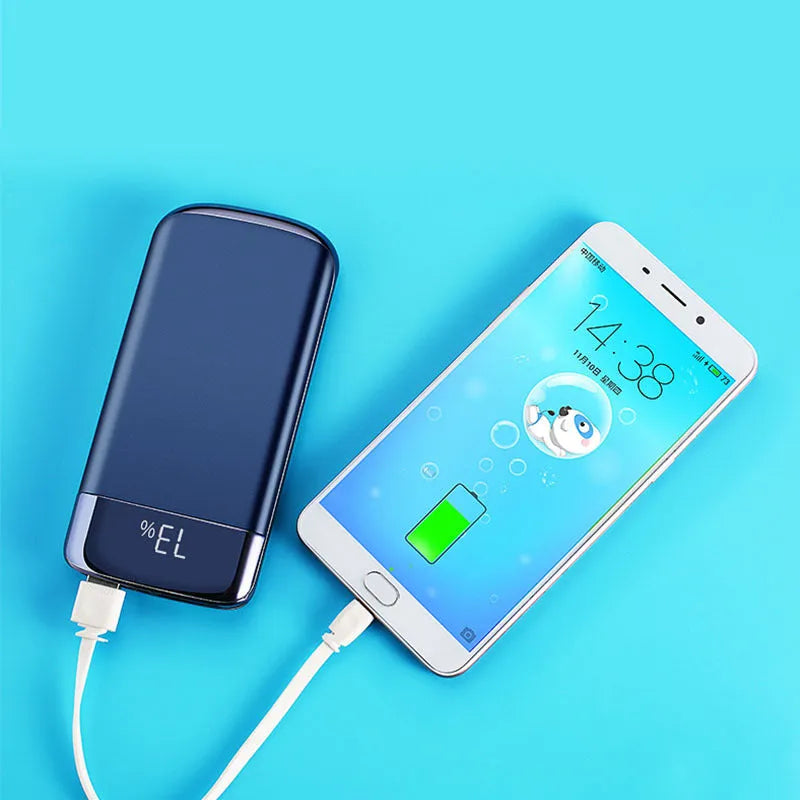 Y10 20000mAh portable power bank with LCD display showing battery percentage