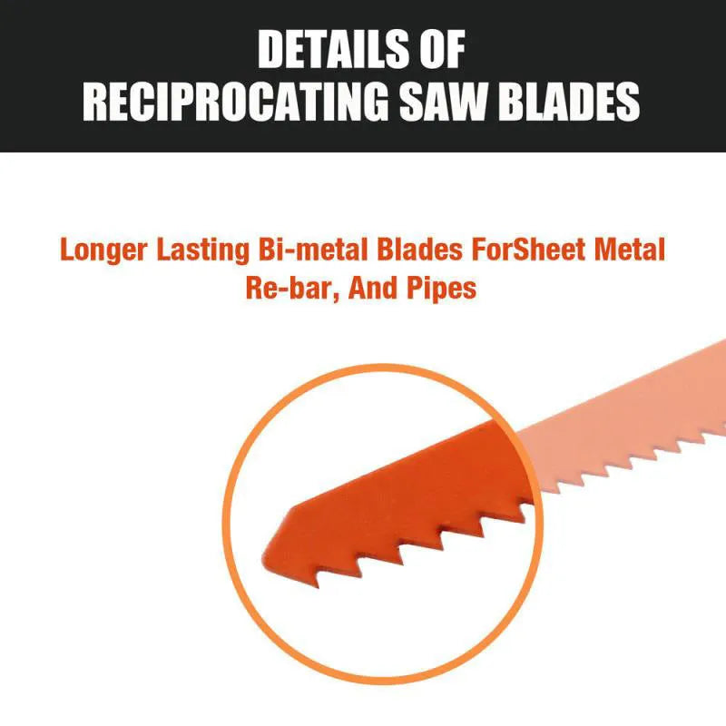 Multi-function bi-metal reciprocating saw blade combination set 10 pieces in storage packaging