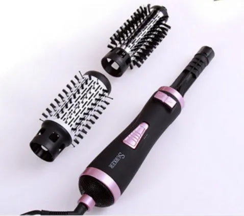 Red EU professional 2-in-1 hair dryer rotary brush with 3-speed temperature control and rotating cord