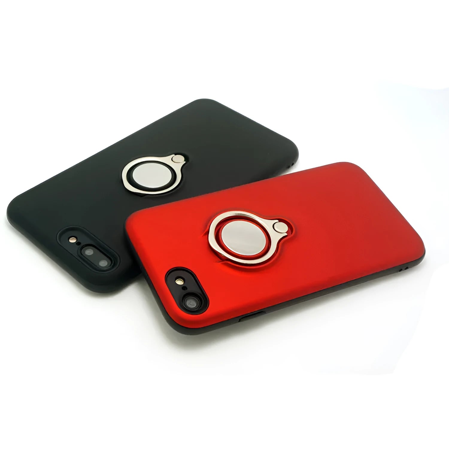 Black magnetic back cover case for iPhone on a table, showing solid colour and business style design.