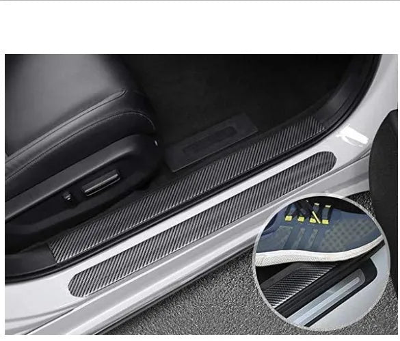 Universal carbon fibre pattern car door threshold and bumper protector strip, 1 metre length, 3.0 cm to 7.0 cm widths