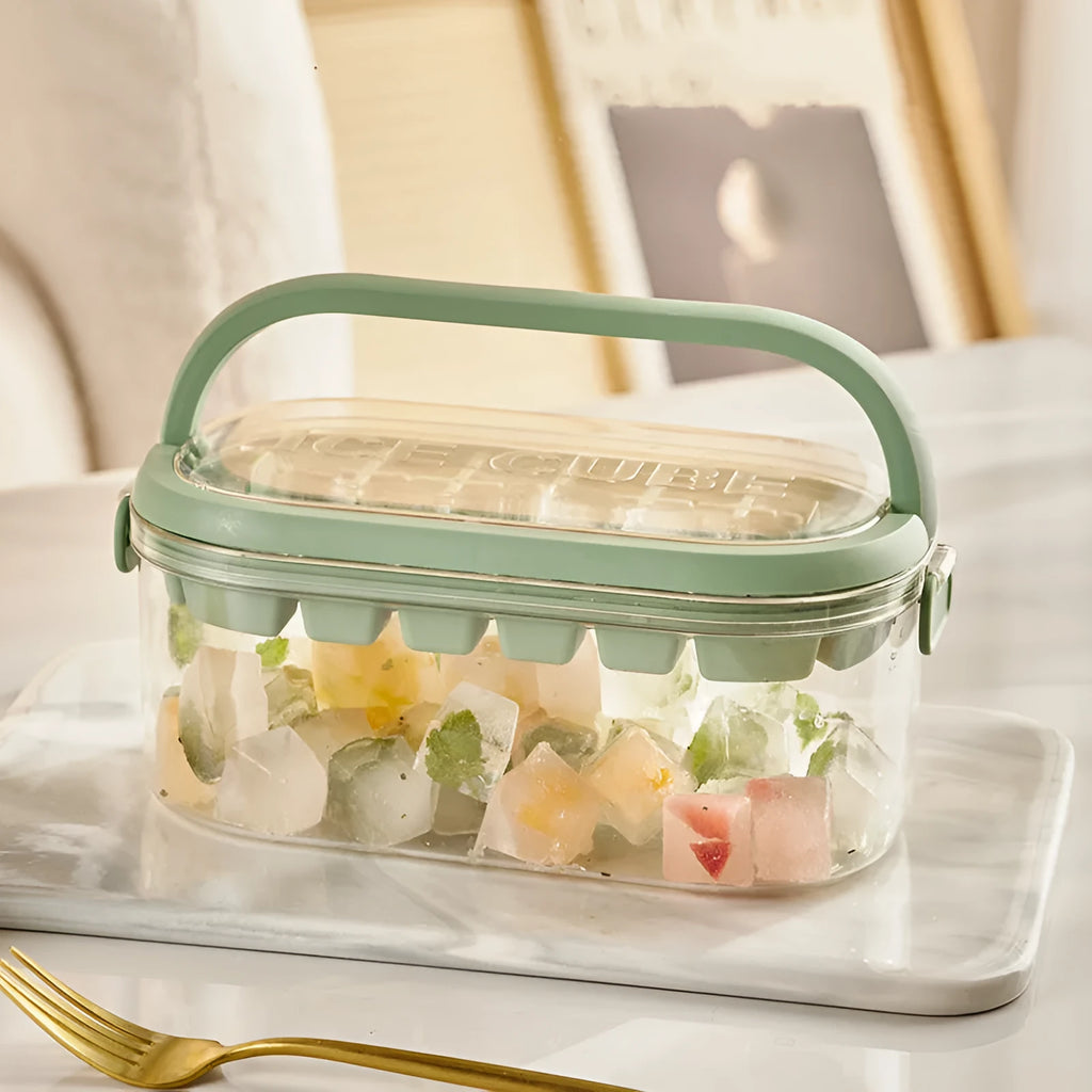 Plastic 2-layer ice cube tray set producing 54 ice cubes in Fresh Green colour with easy-release design