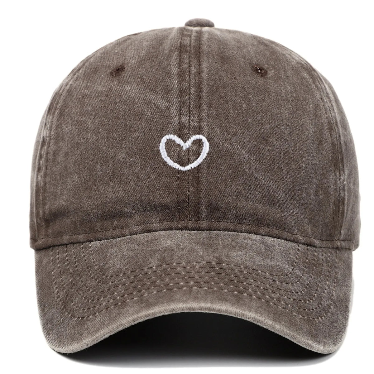 Artistic retro small love embroidered soft top cotton peaked cap in adjustable size.