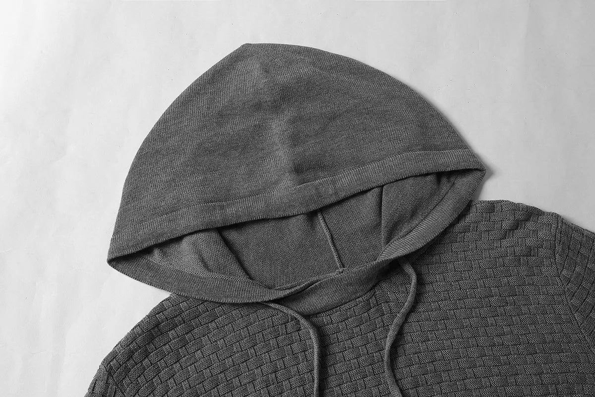 A men's hooded sweatshirt in a cotton and polyester blend, shown in one of nine available colours.
