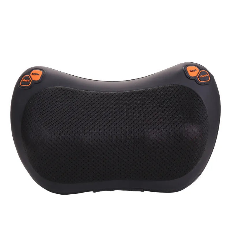 Black car massage pillow with kneading heating function for neck back and legs