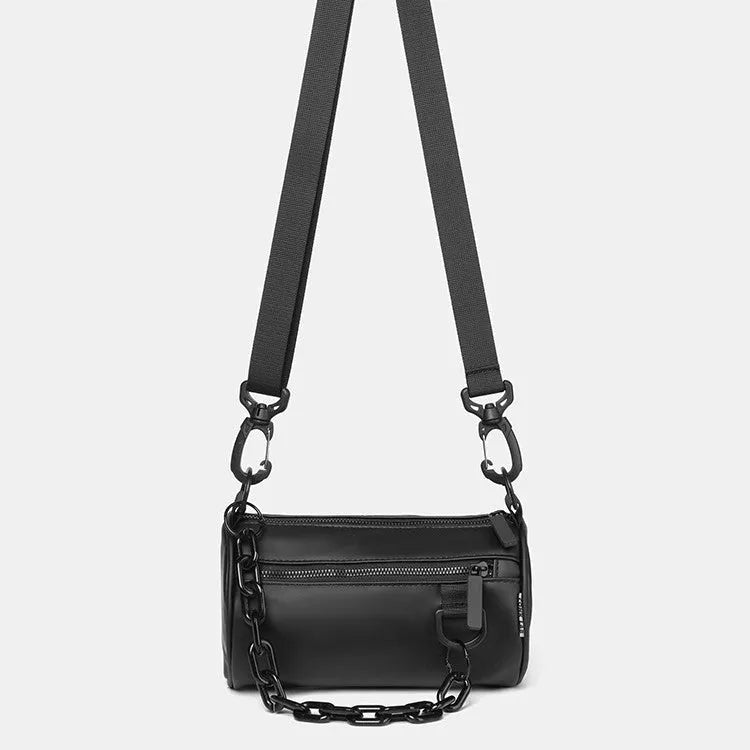 Waterproof Oxford cloth messenger crossbody bag with chain decoration in black, orange or grey colour