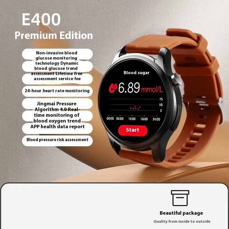 Smart bracelet with non-invasive blood glucose ECG blood pressure heart rate monitoring, TFT touch screen and Bluetooth calling